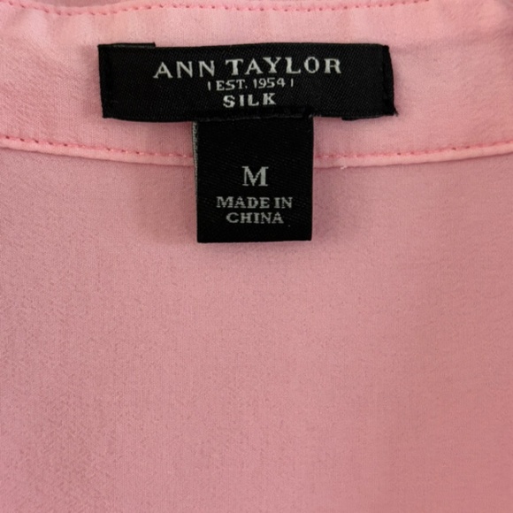 Ann Taylor Women's Silk SZ Medium Pink Button Front Pockets - Picture 10 of 11